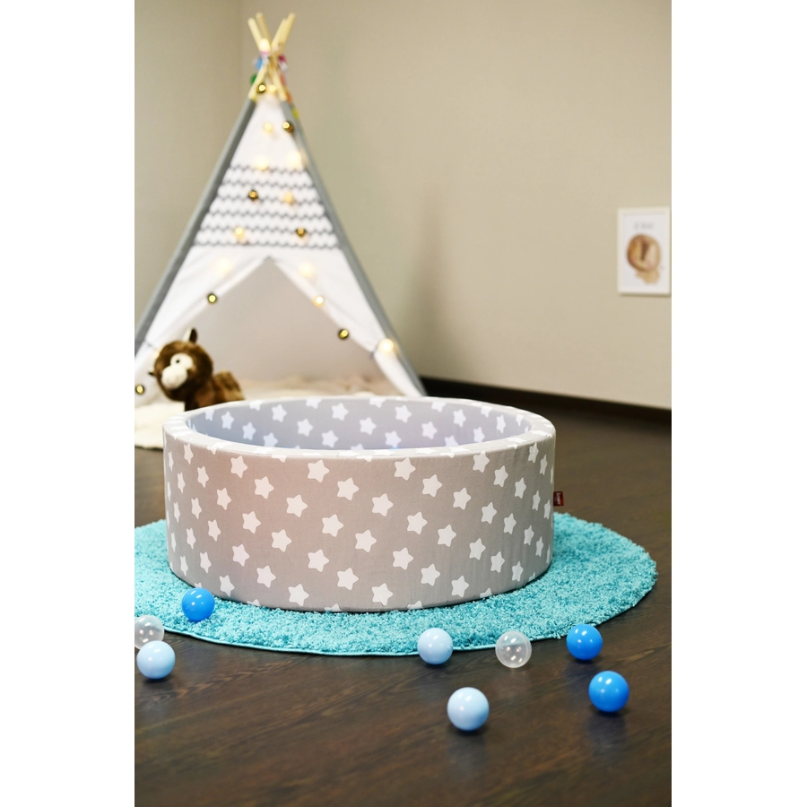 knorr toys® Bällebad soft - Grey white stars - 300 balls soft bluebluetransparent grau