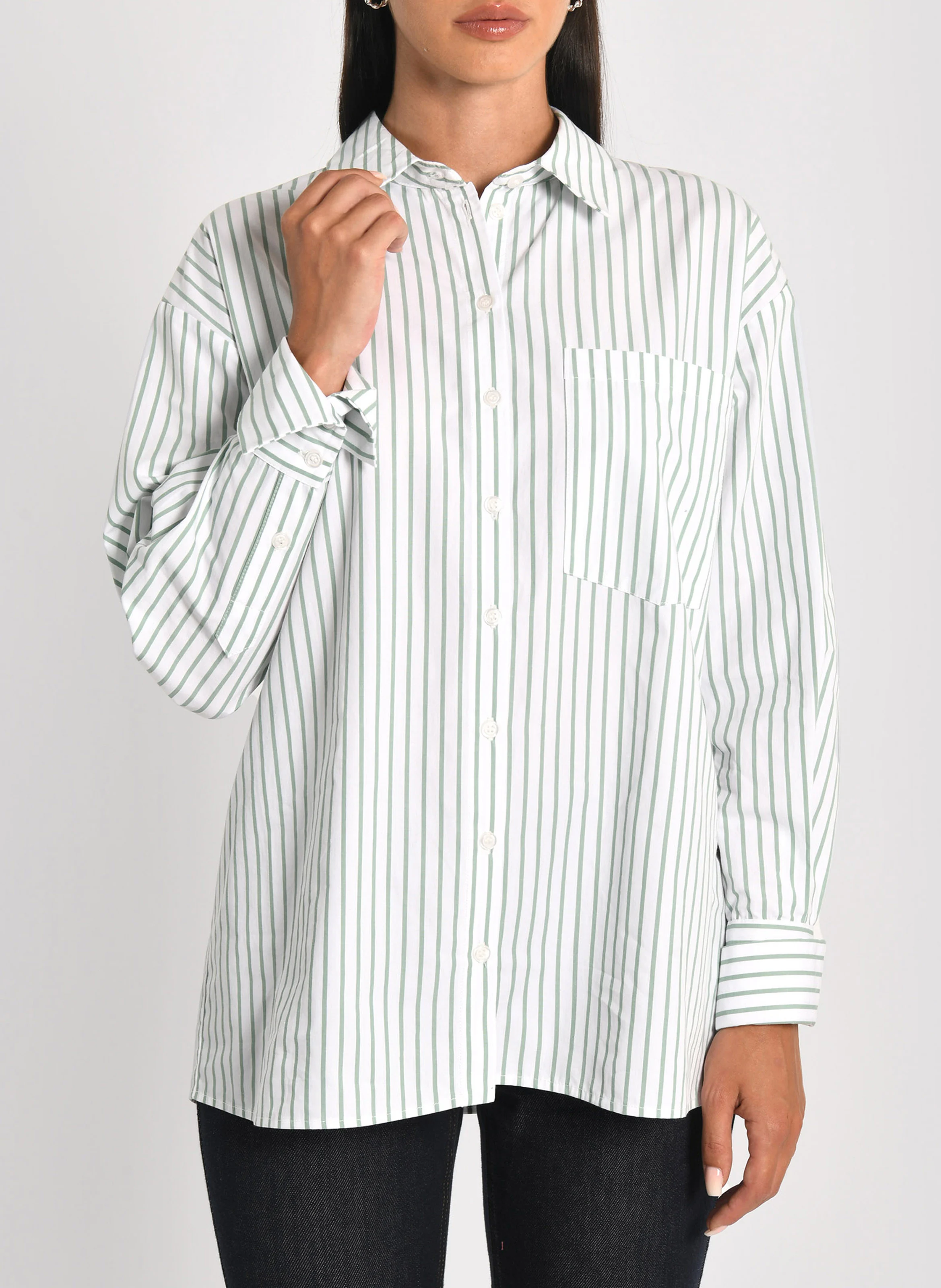 RITA - Chemise oversize col classique en coton | Blanc