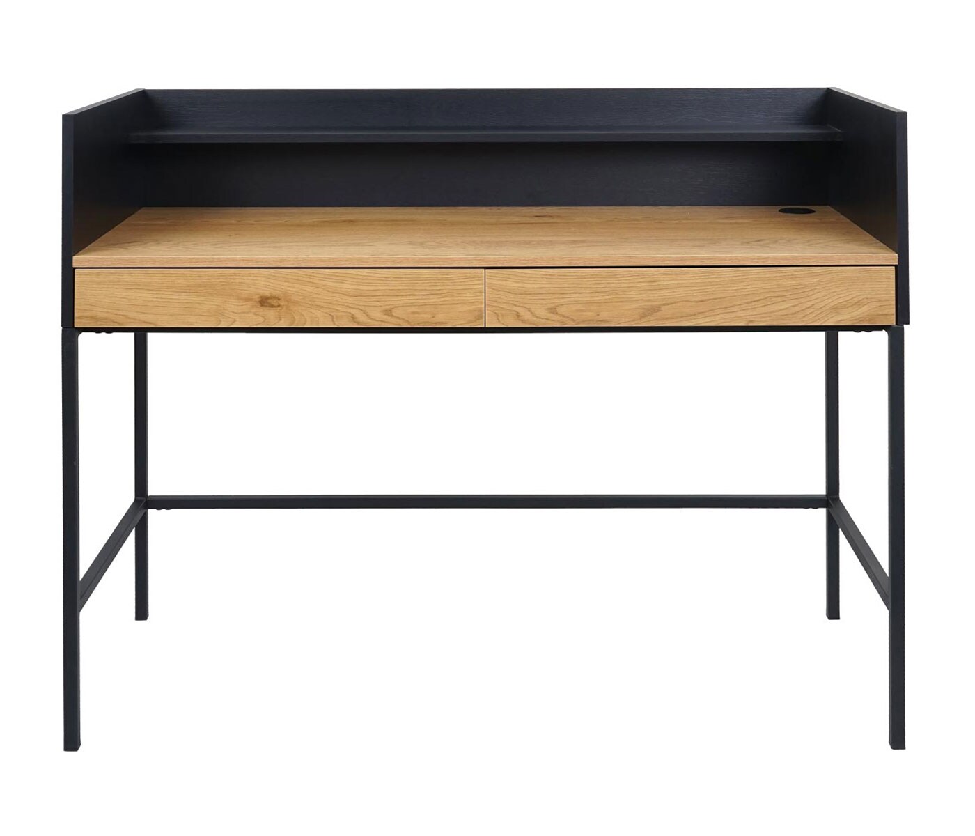 Schreibtisch MCW-J79, Bürotisch Computertisch Arbeitstisch, Schublade 120x50cm Holz Metall ~ Eiche-Optik