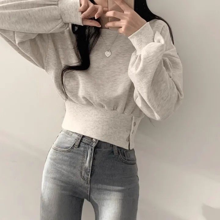 Bolgivy - Sweatshirt met ronde hals en pofmouwen