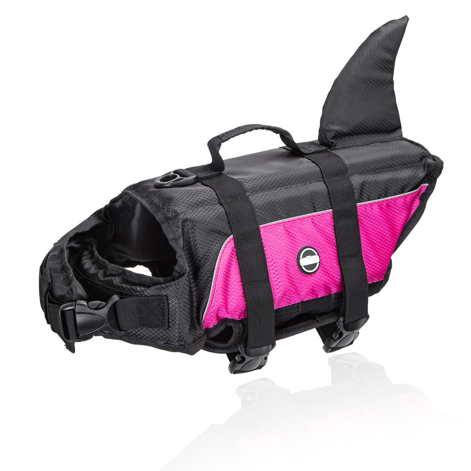 Nobleza - Colete salva-vidas para cães com barbatana de tubarão, boia para cães com faixas refletoras, colete de natação para cães com alça e alta flutuabilidade para natação, surfe e vela, rosa (G)