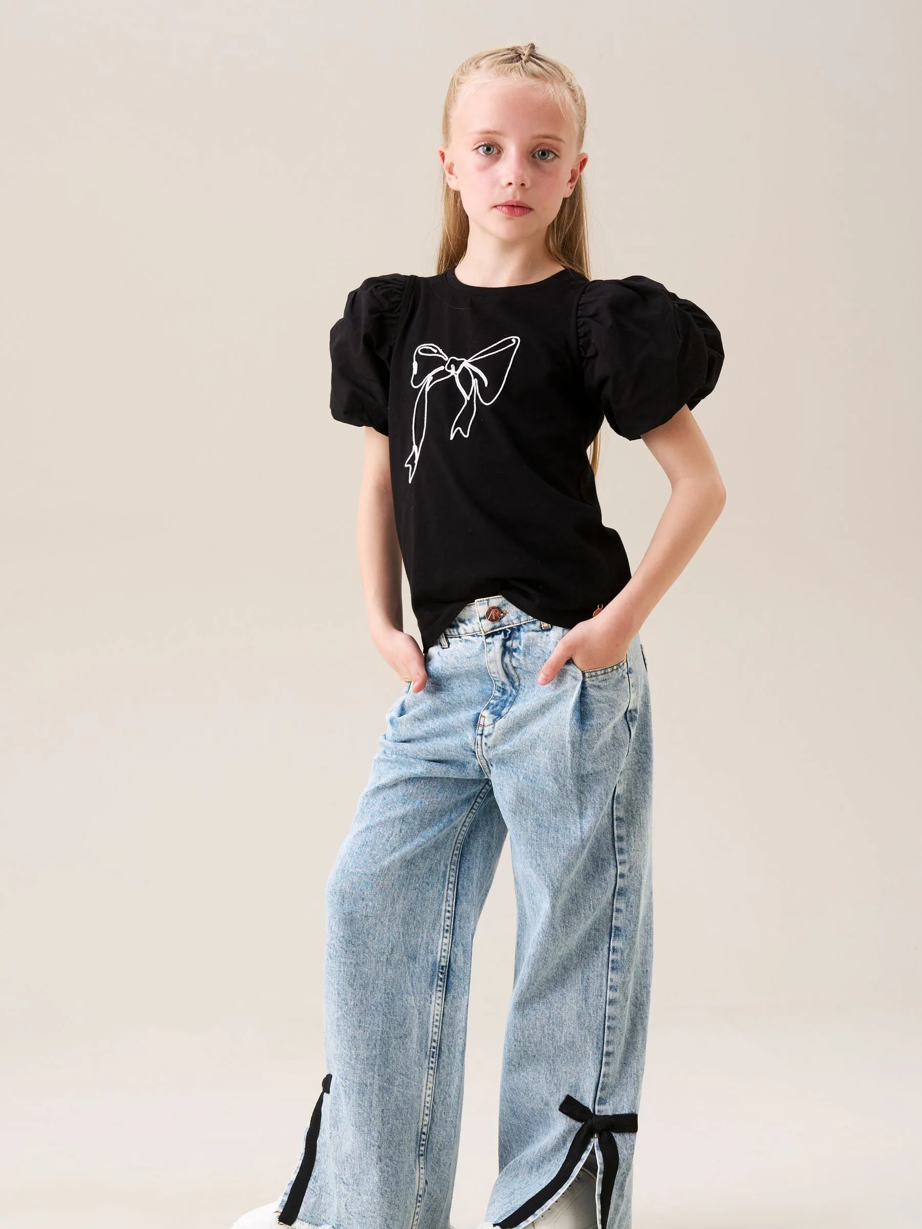 Angel & Rocket Lena Bow Detail Straight Leg Jeans