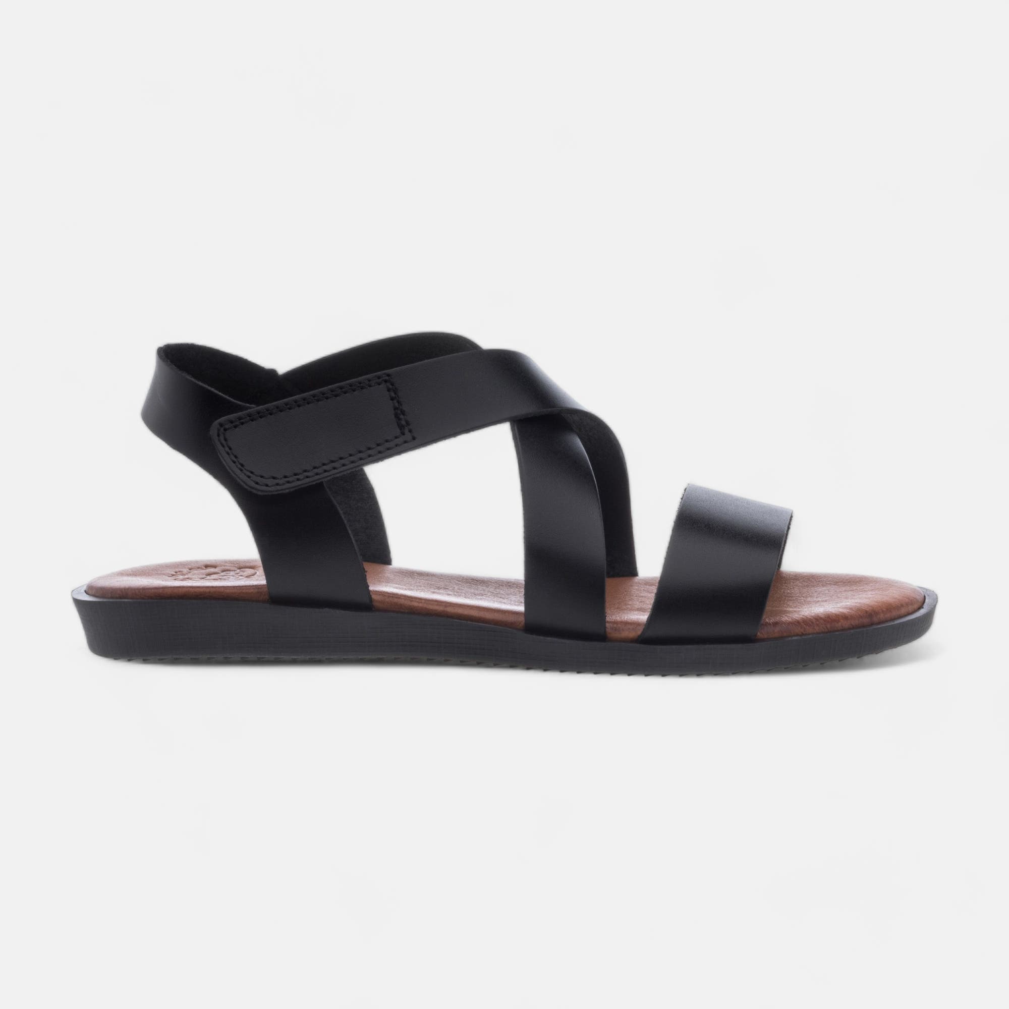 Nu-pieds Femme en cuir noir
