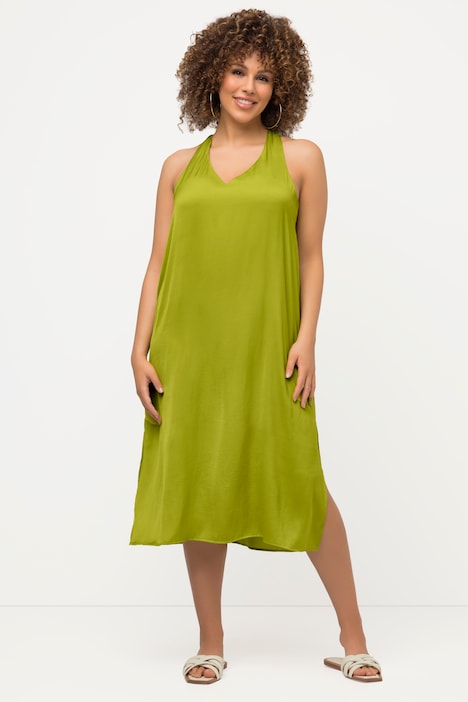 Midikleid, A-Linie, V-Ausschnitt, ärmellos