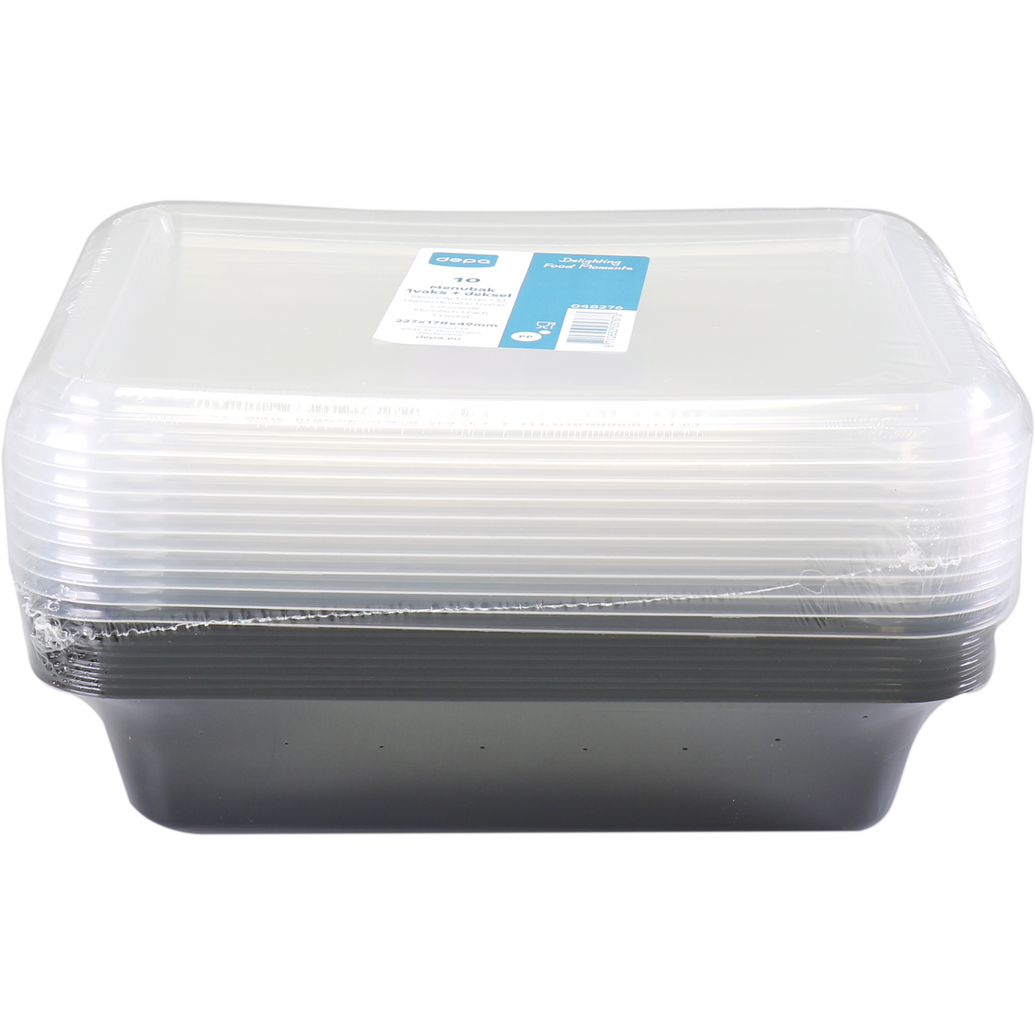Depa Bak, PP, 1-vaks, incl. deksel, menubak, 227x178x49mm, zwart/transparant