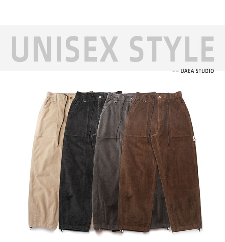Chuoku - Corduroy broek met trekkoord in de taille, losvallend