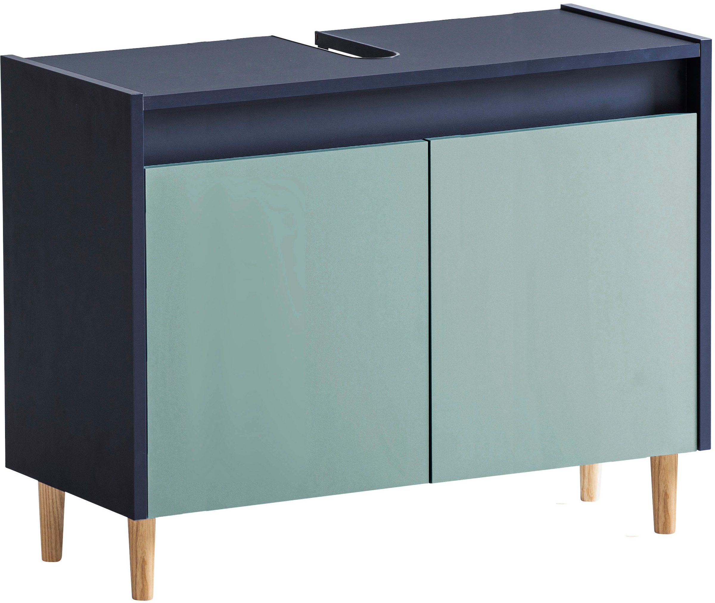 welltime Waschbeckenunterschrank »Lovis, Breite 80 cm« Metallbeschläge, Möbelfüsse aus Massivholz