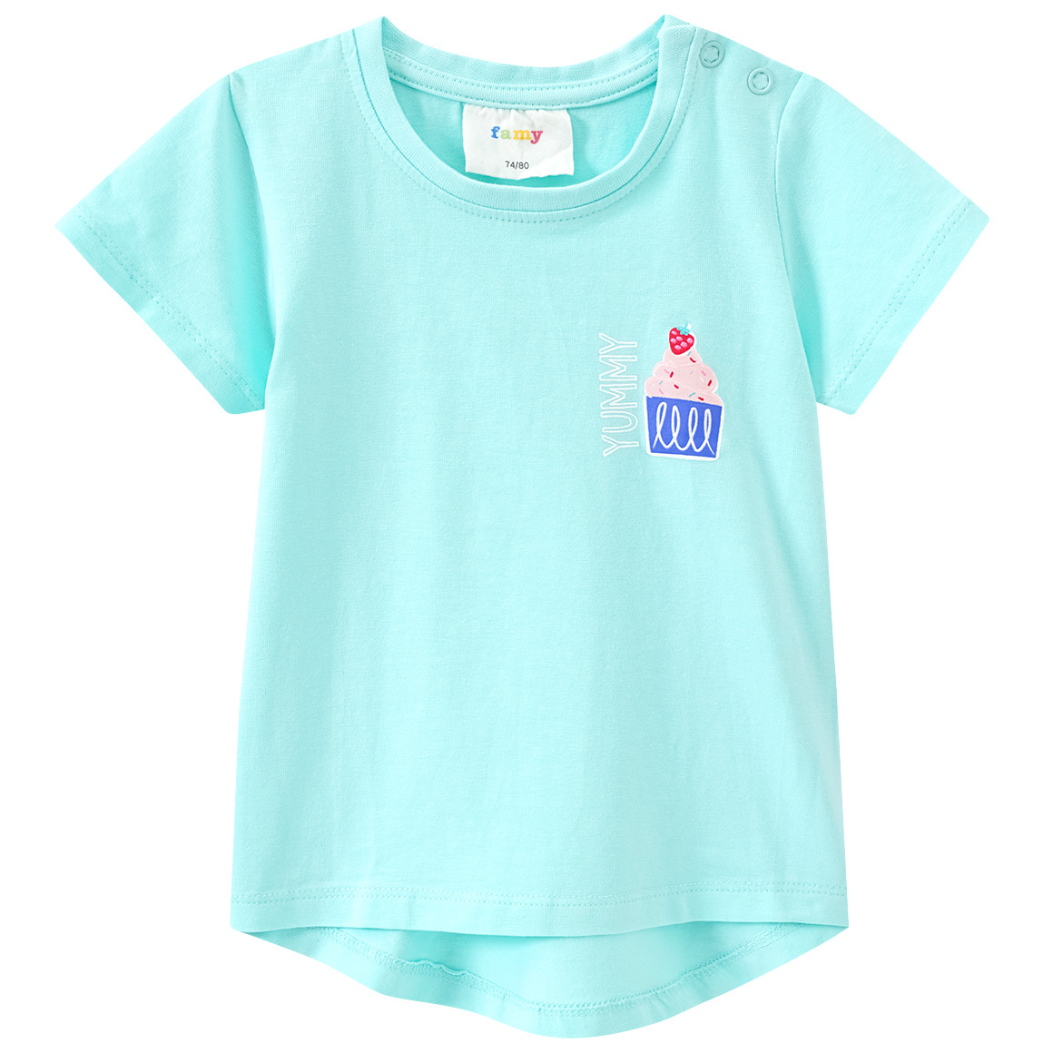 Famy 3 Baby T-Shirts mit bunten Motiven rosa / helltürkis / weiss