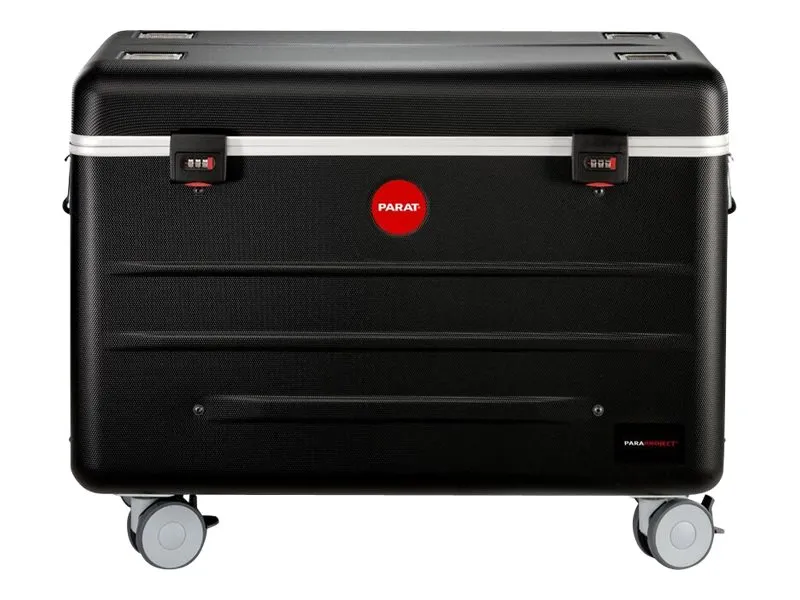 PARAT PARAPROJECT Case i16 - Vogn med hjul (synkronisering og opladning) - for 16 tablets - låsbar - aluminium, ABS plastic - sort - output: 5 V