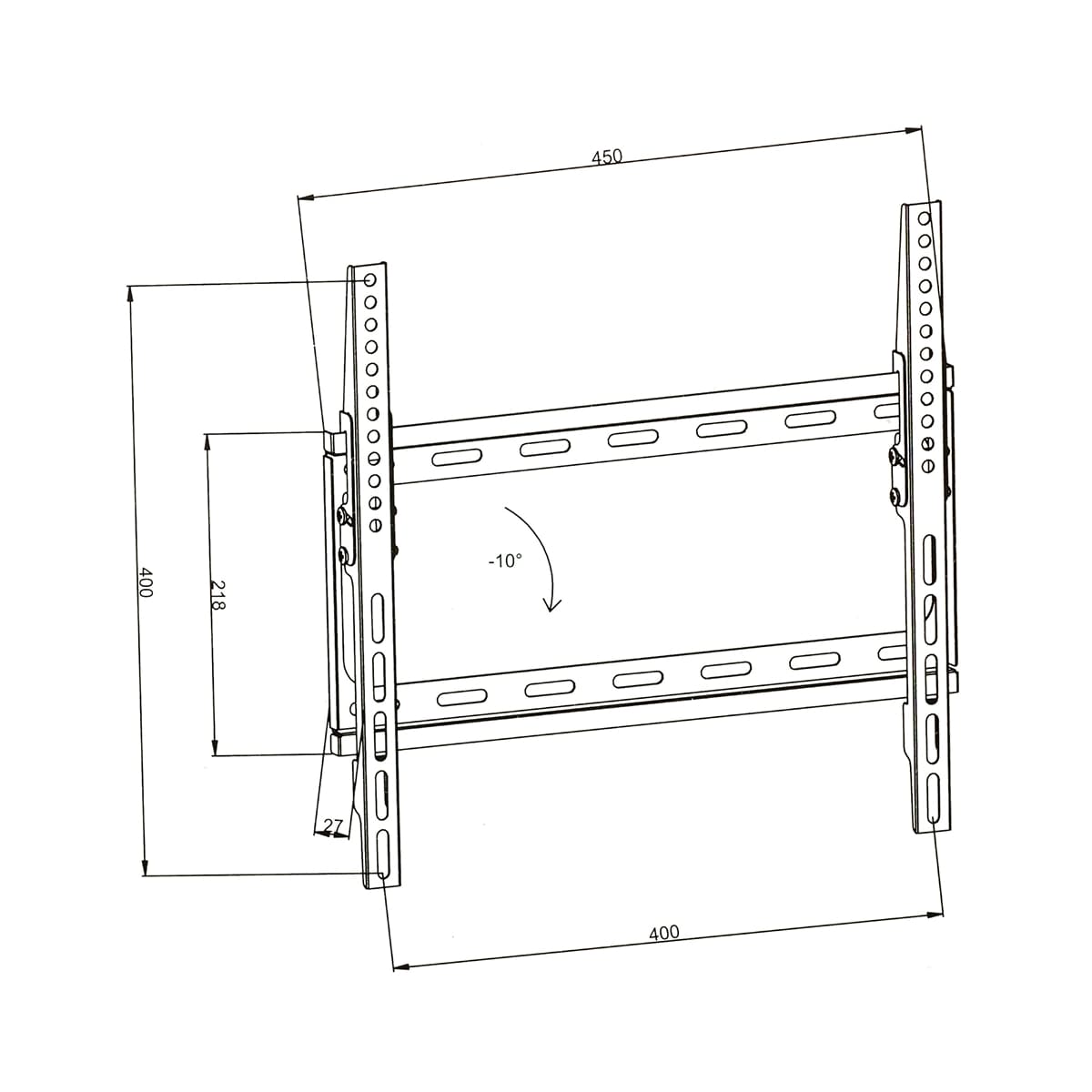 TV-veggfeste for 32-55 tommer (81-140 cm) kan vinkles - svart