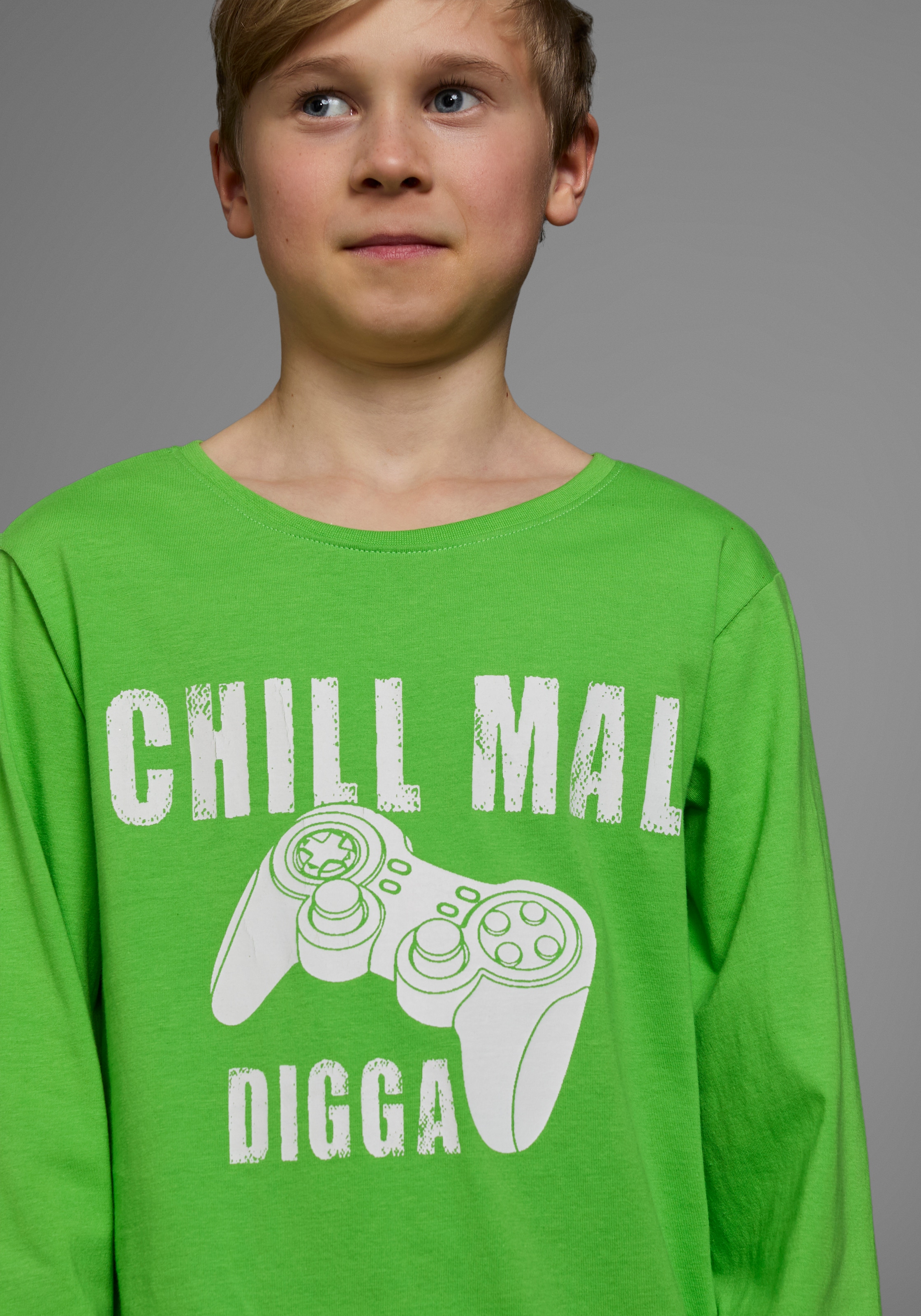KIDSWORLD Langarmshirt »CHILL MAL DIGGA«, Langarm,  Basic-Passform,  mit peppigem Aufdruck