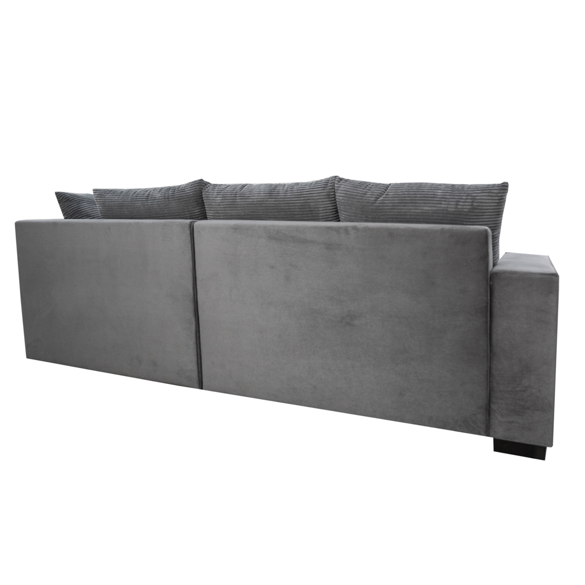 Ecksofa - grau - Cord - Ottomane rechts