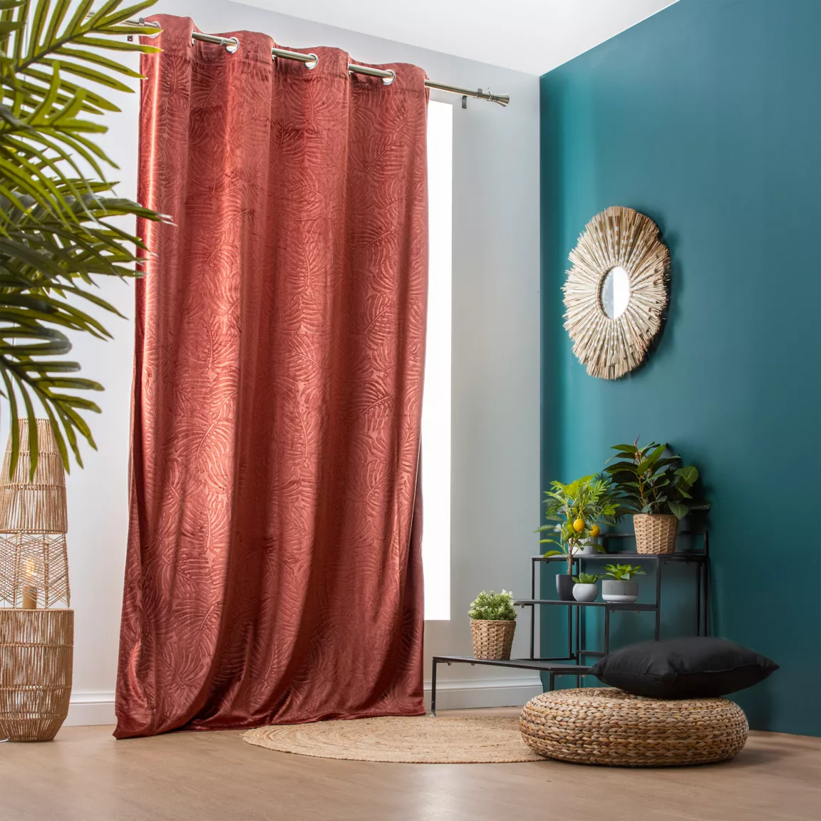 Rideau obscurcissant velours (140 x 280 cm) Fern Terracotta