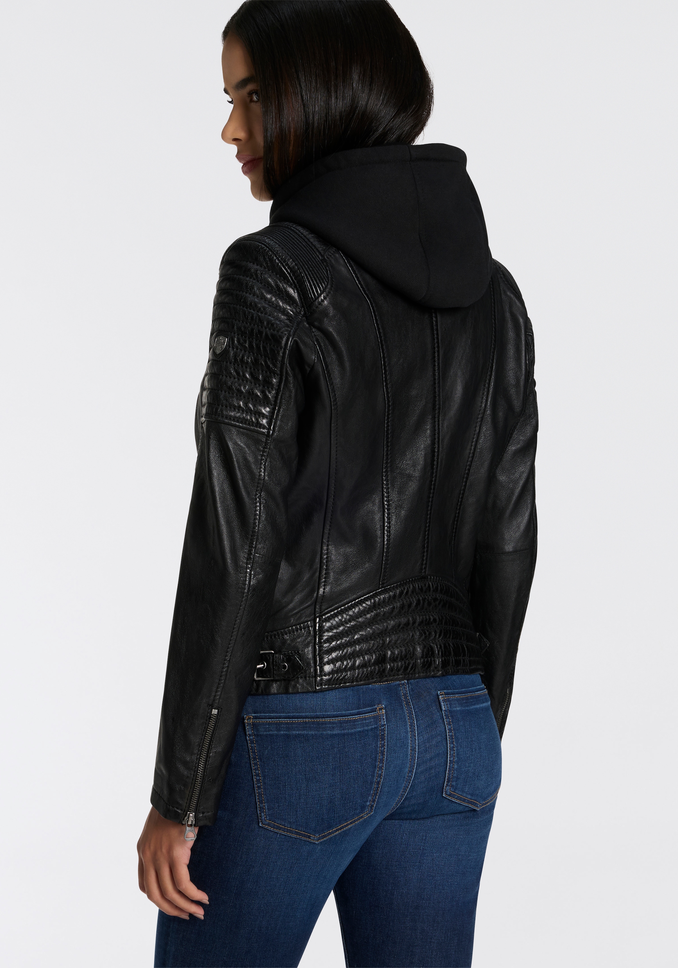 Mauritius Bikerjacke »SAMINA« mit Kapuze 2-in-1-Jacke - mit abnehmbarem Kapuzen-Sweat-Einsatz