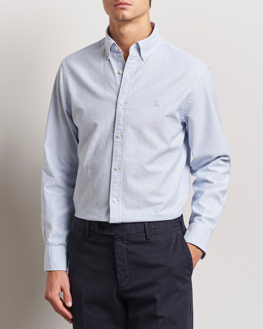 Charles Tyrwhitt Button Down Stretch Oxford Shirt Blue/Whte