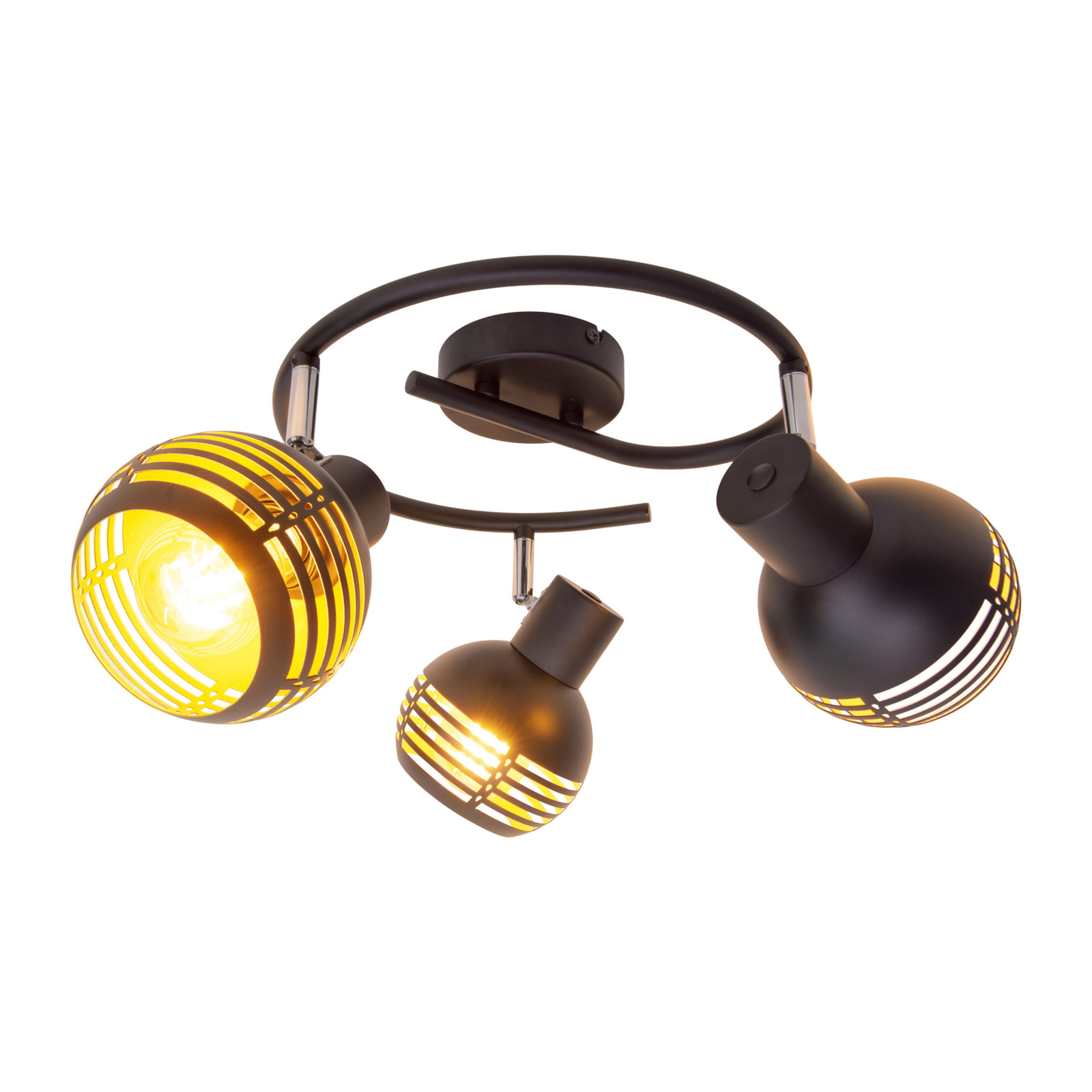 Deckenlampe - schwarz-goldfarben - 3-flammig