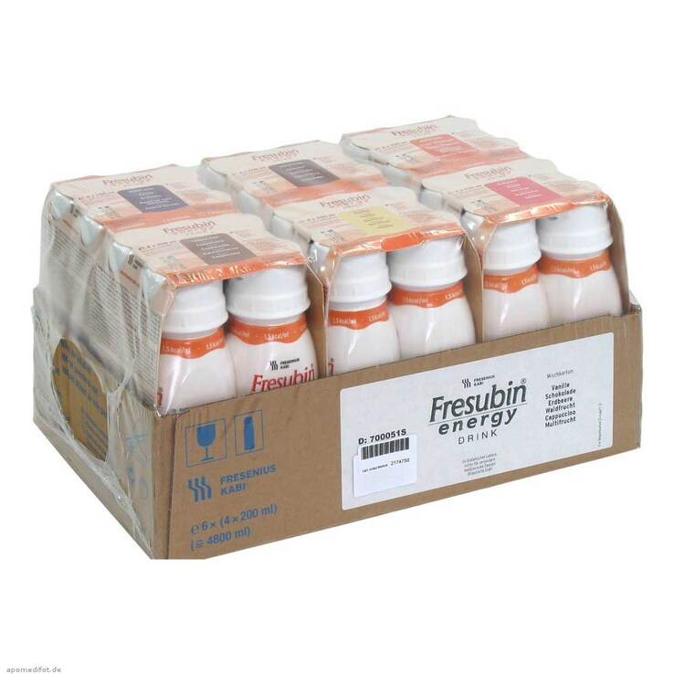 Fresubin Energy Drink Mischkarton Trinkflasche Re, 6X4X200 ml
