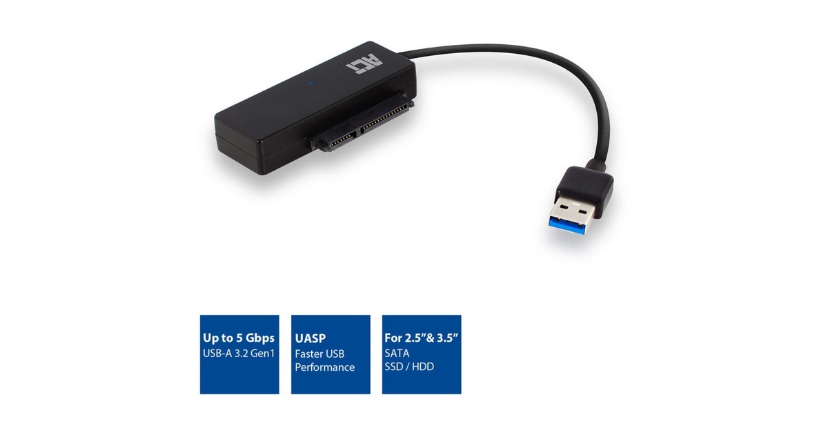 ACT ConnectivityUSB 3.2 Gen1 naar 2,5/3,5 inch SATA Adapterkabel voor SSD/HDD  (Zwart, USB 3.2 (5 Gbit/s))