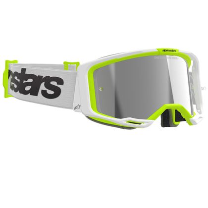 Masque cross Alpinestars VISION 8 WORDMARK IRIDIUM 2025 - Blanc / Jaune