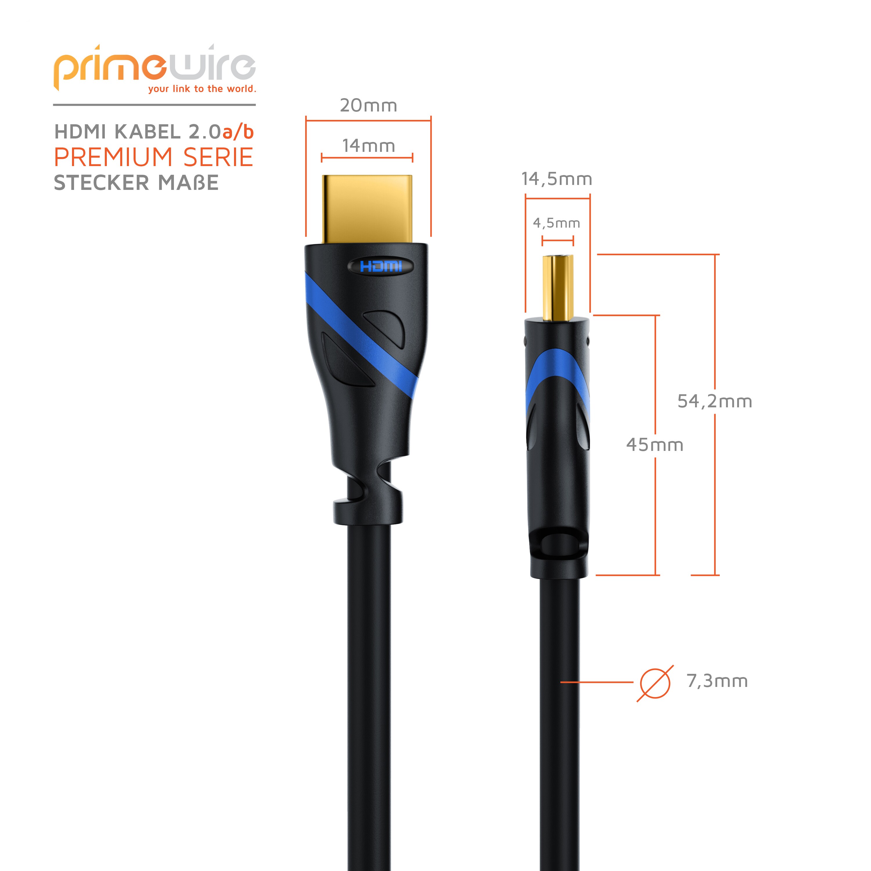 Primewire 8k HDMI-Kabel 2.1, Ultra HD Highspeed 4K 60Hz, Full HD, 3D, ARC, 18 GBit/s, HDMI Typ A - 0,25m