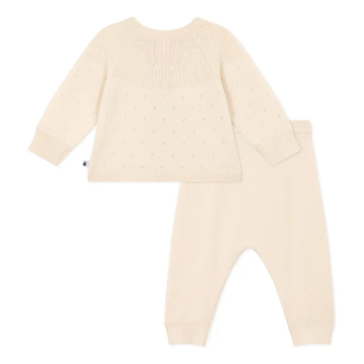 Petit Bateau Cardigan + Pantalon en Laine | Ecru
