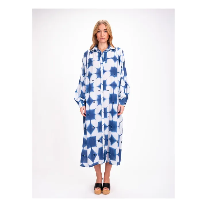 Virginie de Vinster Robe Cramp Dye Voile de Coton | Bleu indigo