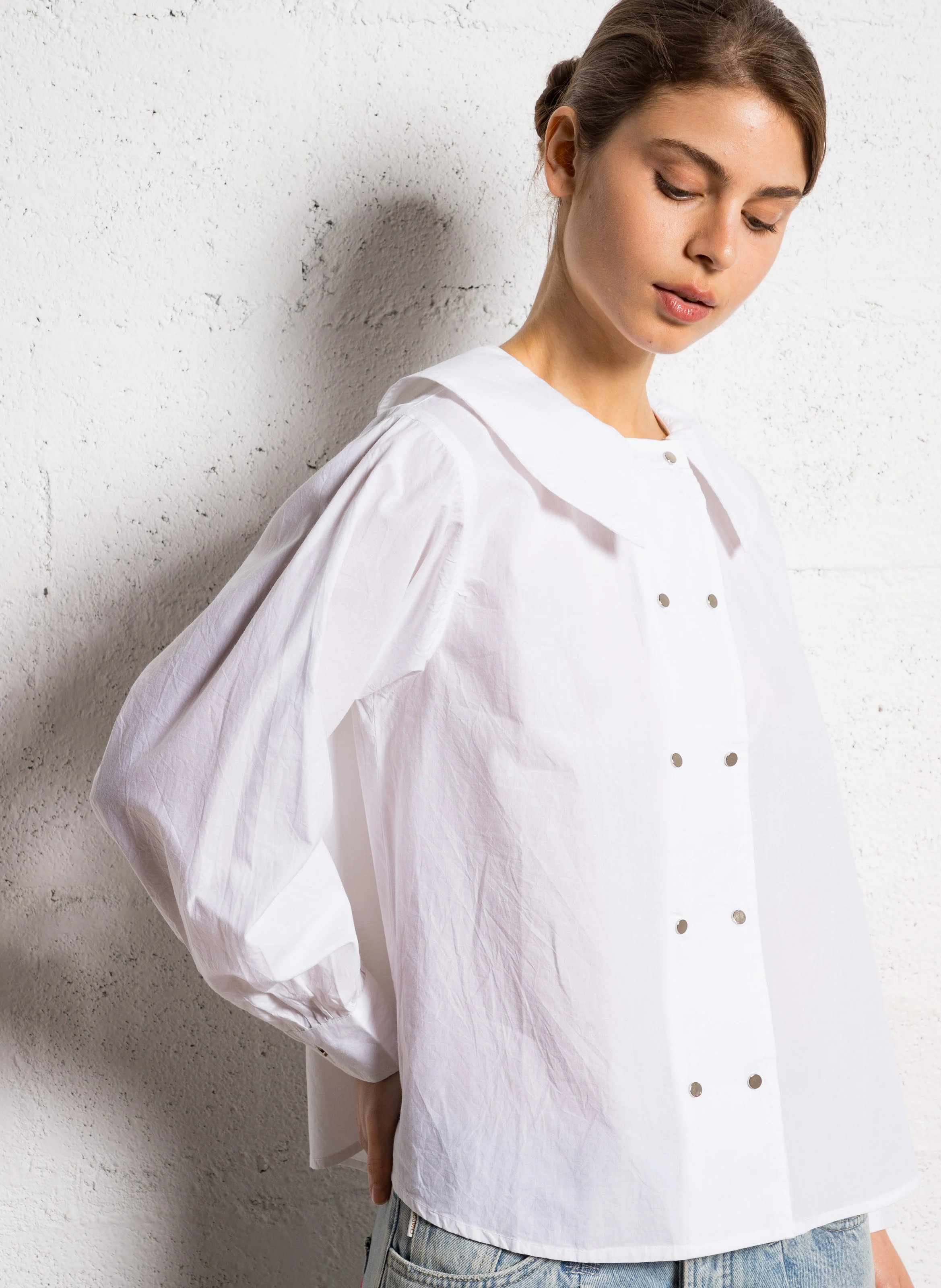 Chemise droit en coton | Blanc