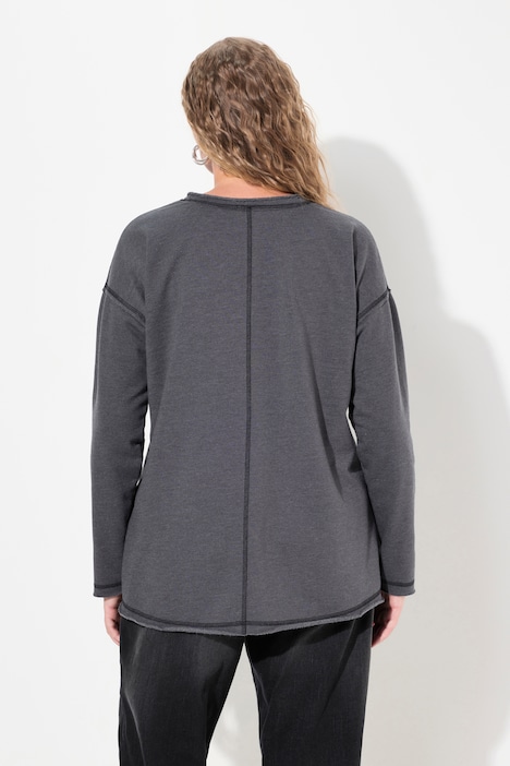 Sweatshirt, Flocksterne, Oversized, V-Ausschnitt, Langarm