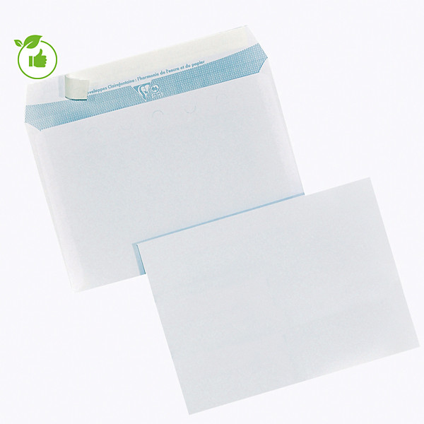 250 enveloppes C5 extra blanches Clairefontaine à bande protectrice 162 x 229 mm sans fenêtre vélin 90 g
