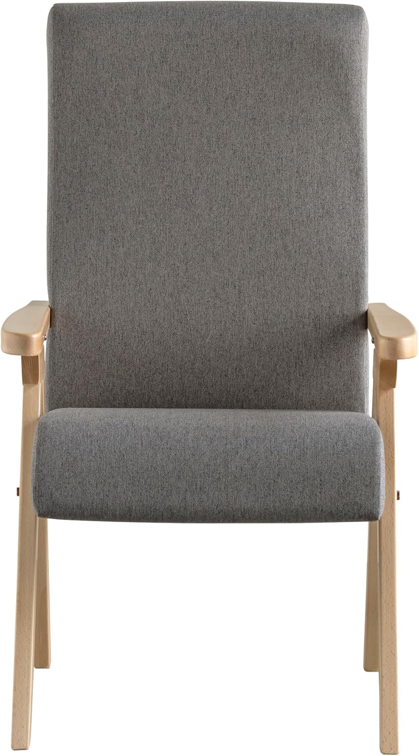 ESSEGI Sessel aus Holz Fiammta Relax, mit Liegefunktion, natürlicher Stoff, grau, abziehbar