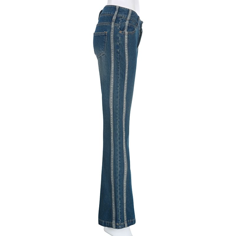 Trisica - Lage taille gewassen gestreepte flared jeans