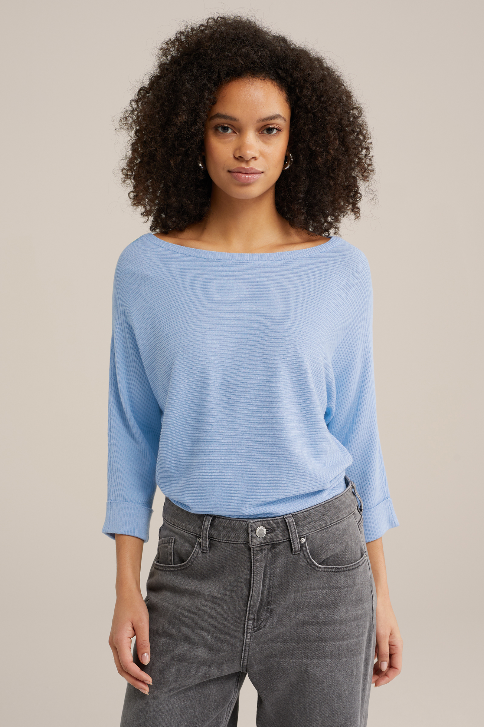 gebreide trui met structuur WE Fashion Lichtblauw