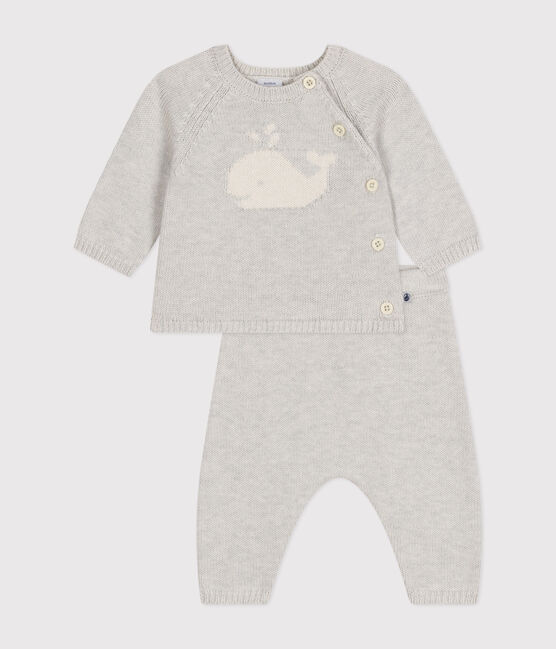 Ensemble 2 pièces en tricot laine et coton bébé