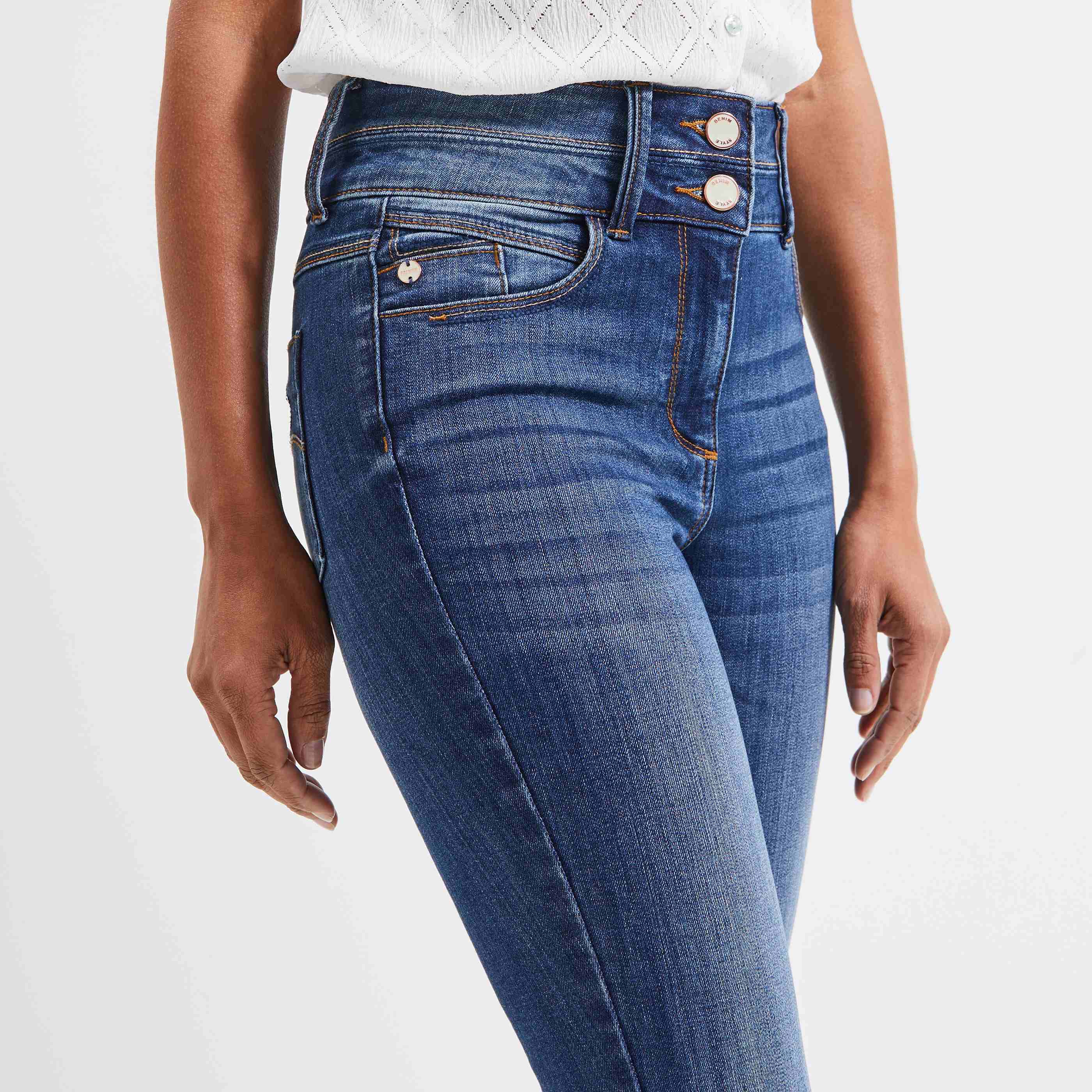 Jean slim taille haute MILAN femme - DARK STONE