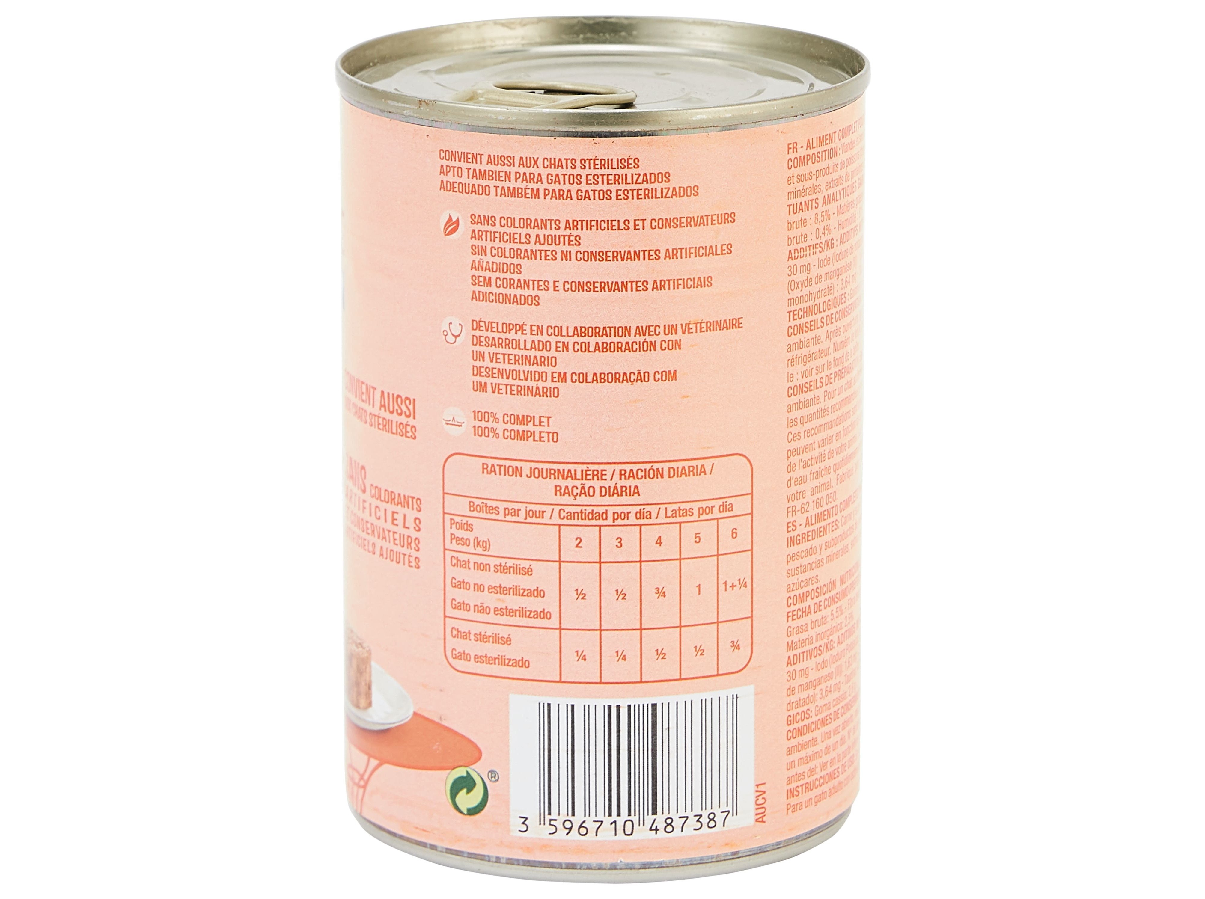 COMIDA HÚMIDA PARA GATO AUCHAN TERRINA ATUM 400G