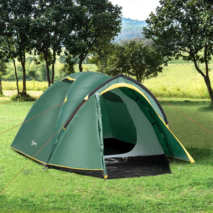Outsunny Campingzelt für 3-4 Personen grün, gelb