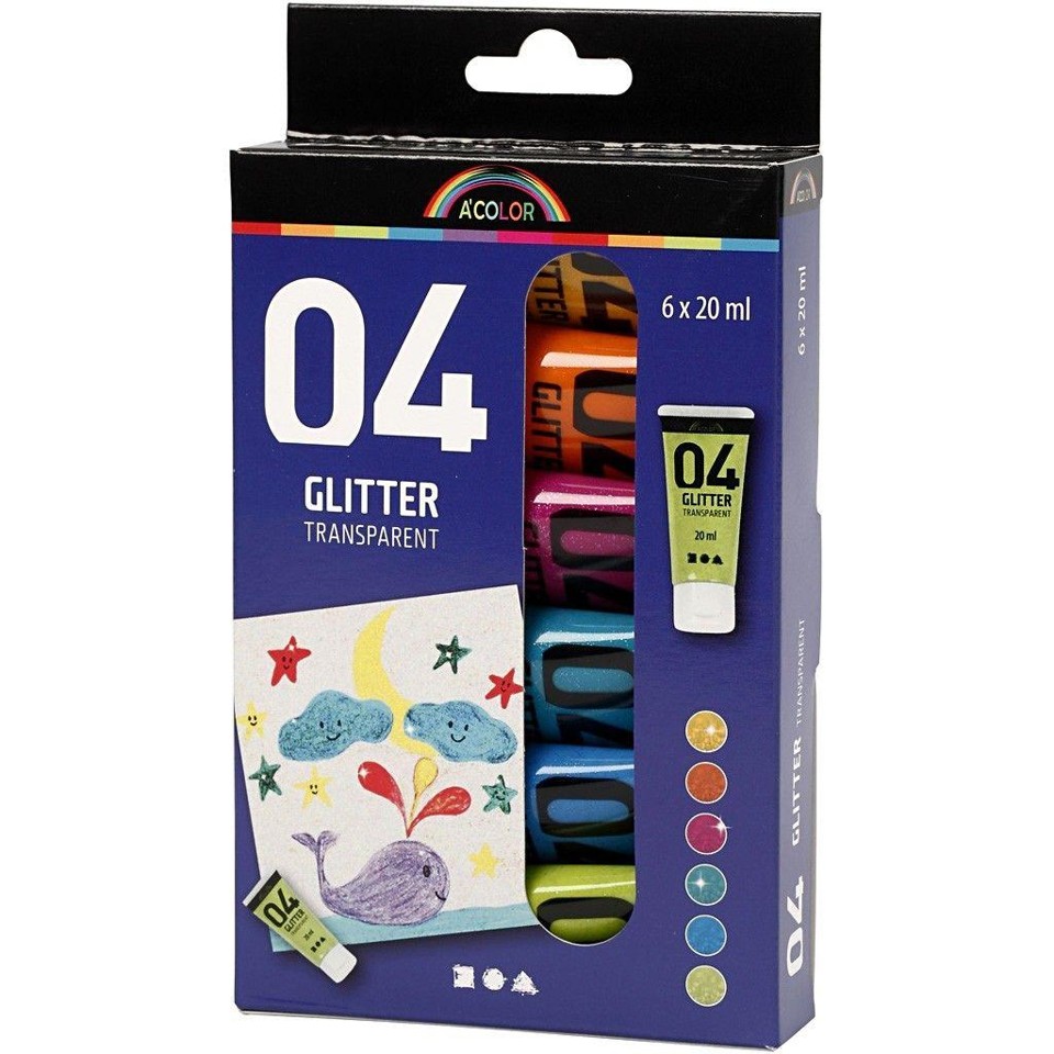 A-Color - Glitter Maling og Børnepensler