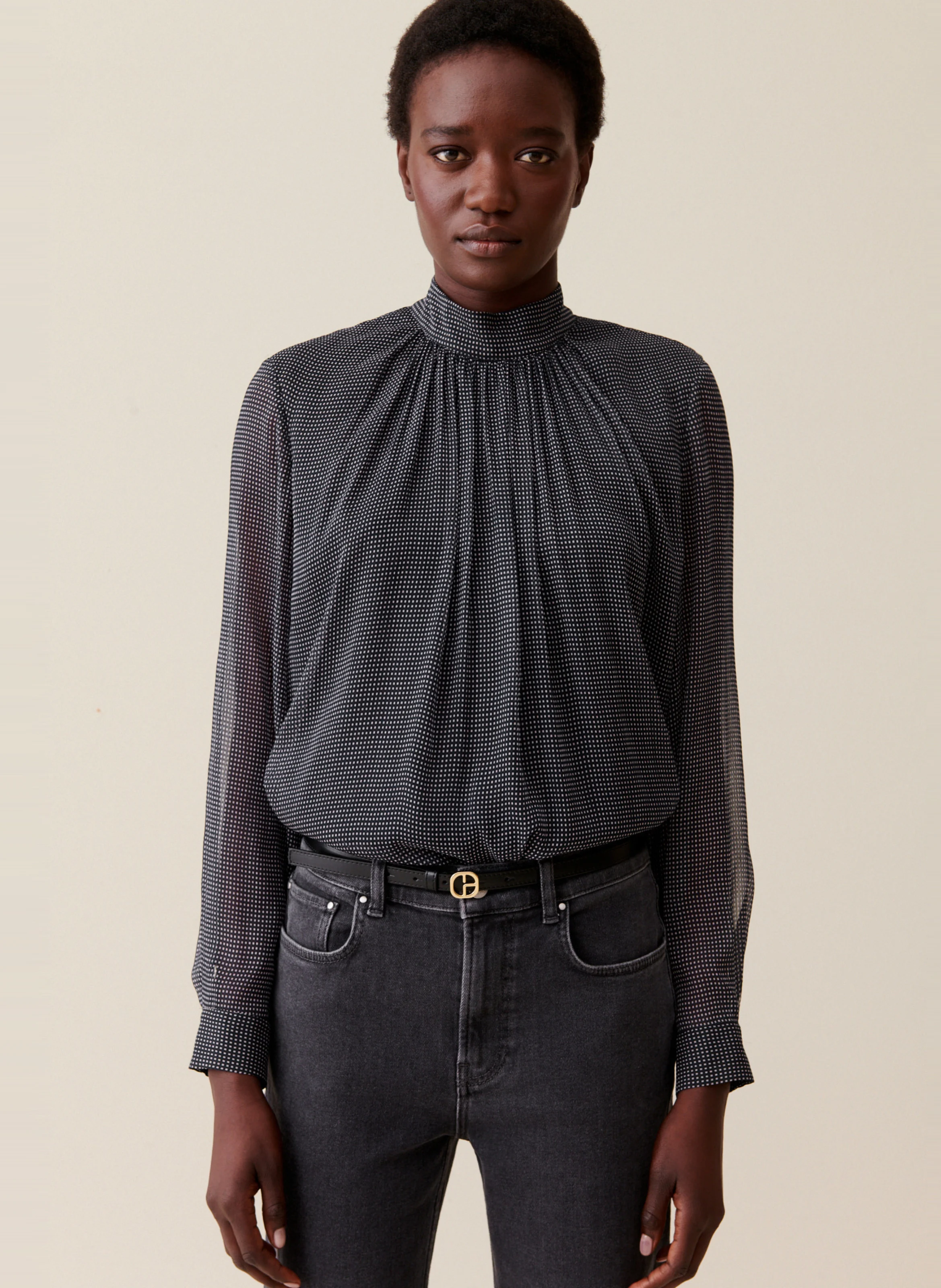 Blouse à col lavallière | Bleu