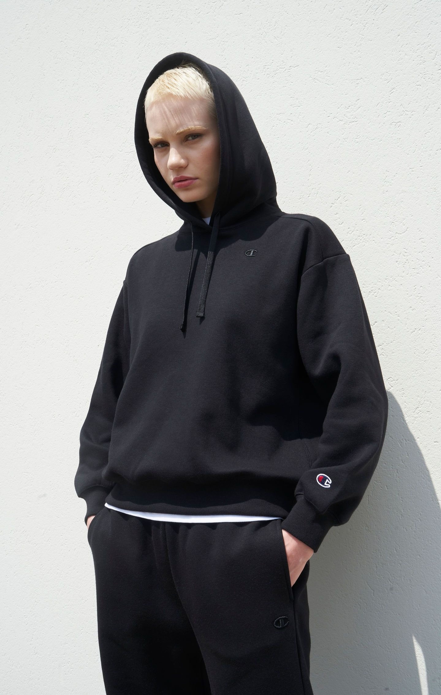 Rochester Hooded Sweatshirt Small Logo Dame KK001/Black Beauty