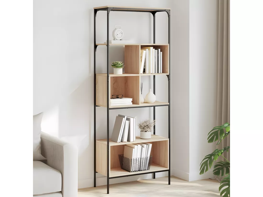 Bibliothèque 5 niveaux chêne sonoma 76x33x188,5 cm