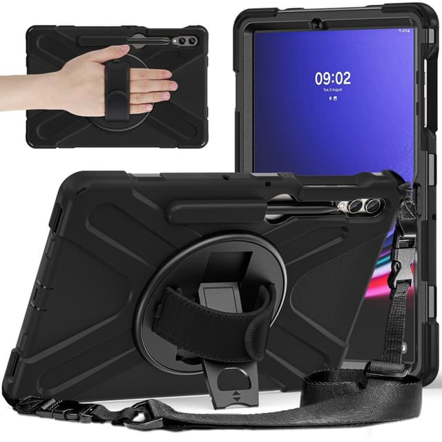 SKALO Samsung Tab S9+/S9 FE+ Ekstra stødsikker Armor Cover med skulderrem