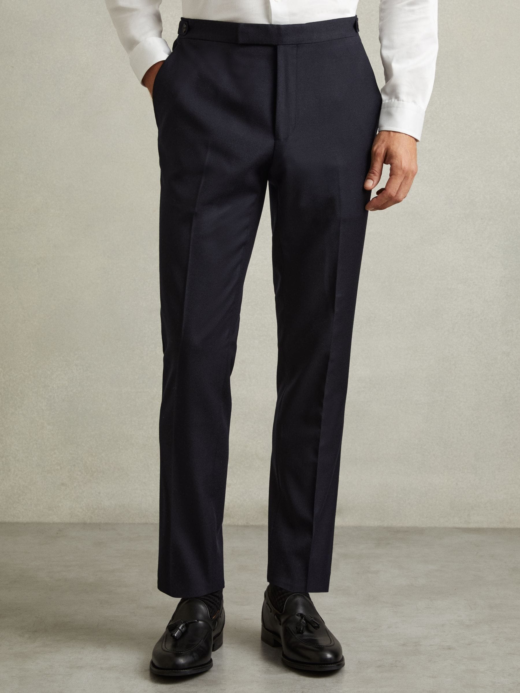 Reiss Combo Wool-Blend Flannel Suit Trousers