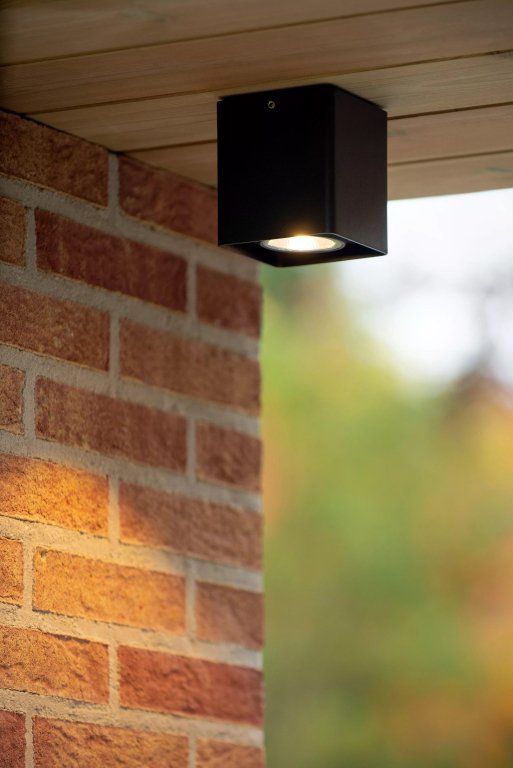 Lucide Leeds plafondlamp LED buiten IP54 zwart
