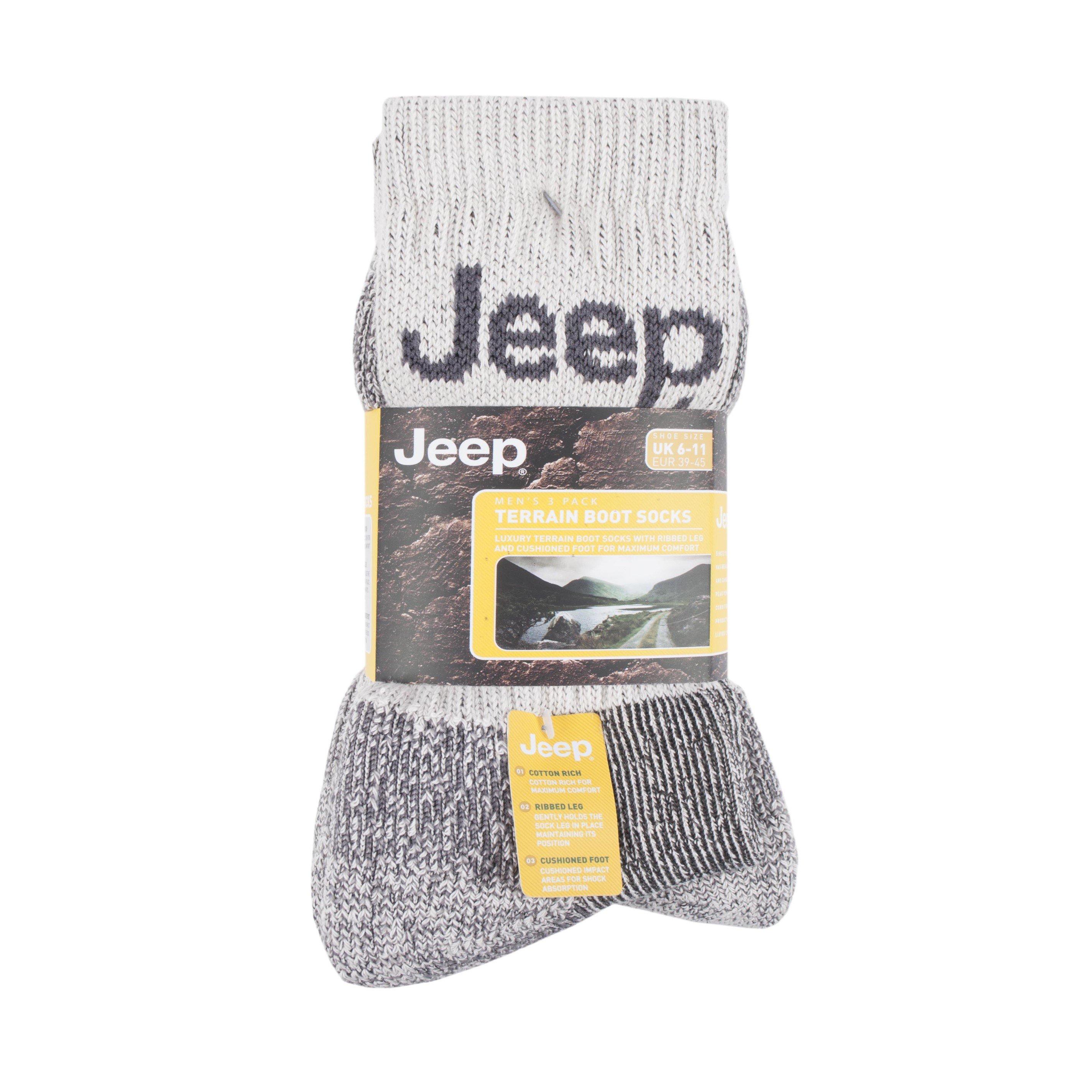 Jeep 3 Pack Terrain Boot Sock Mens