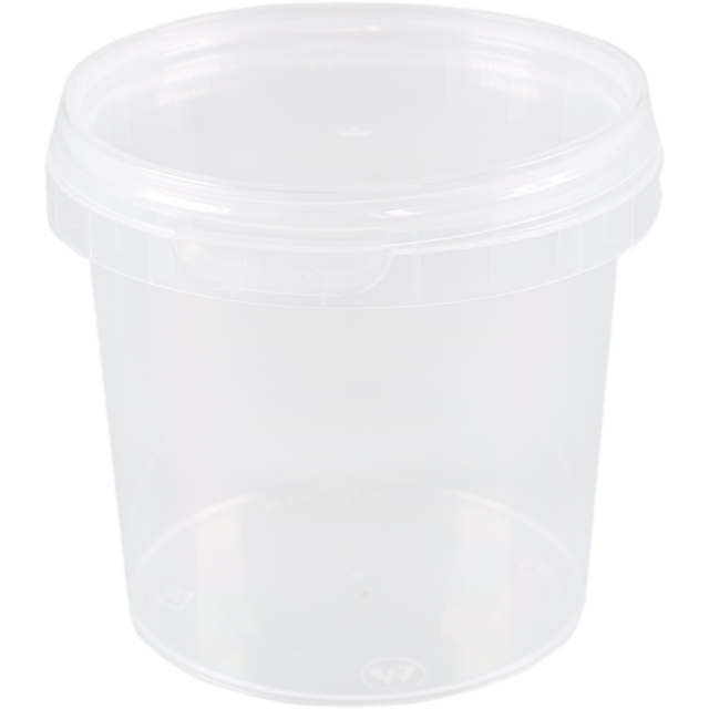 Bak, PP, 365ml, Ø95mm, met deksel en garantiesluiting, kunststof cup, 79mm, transparant