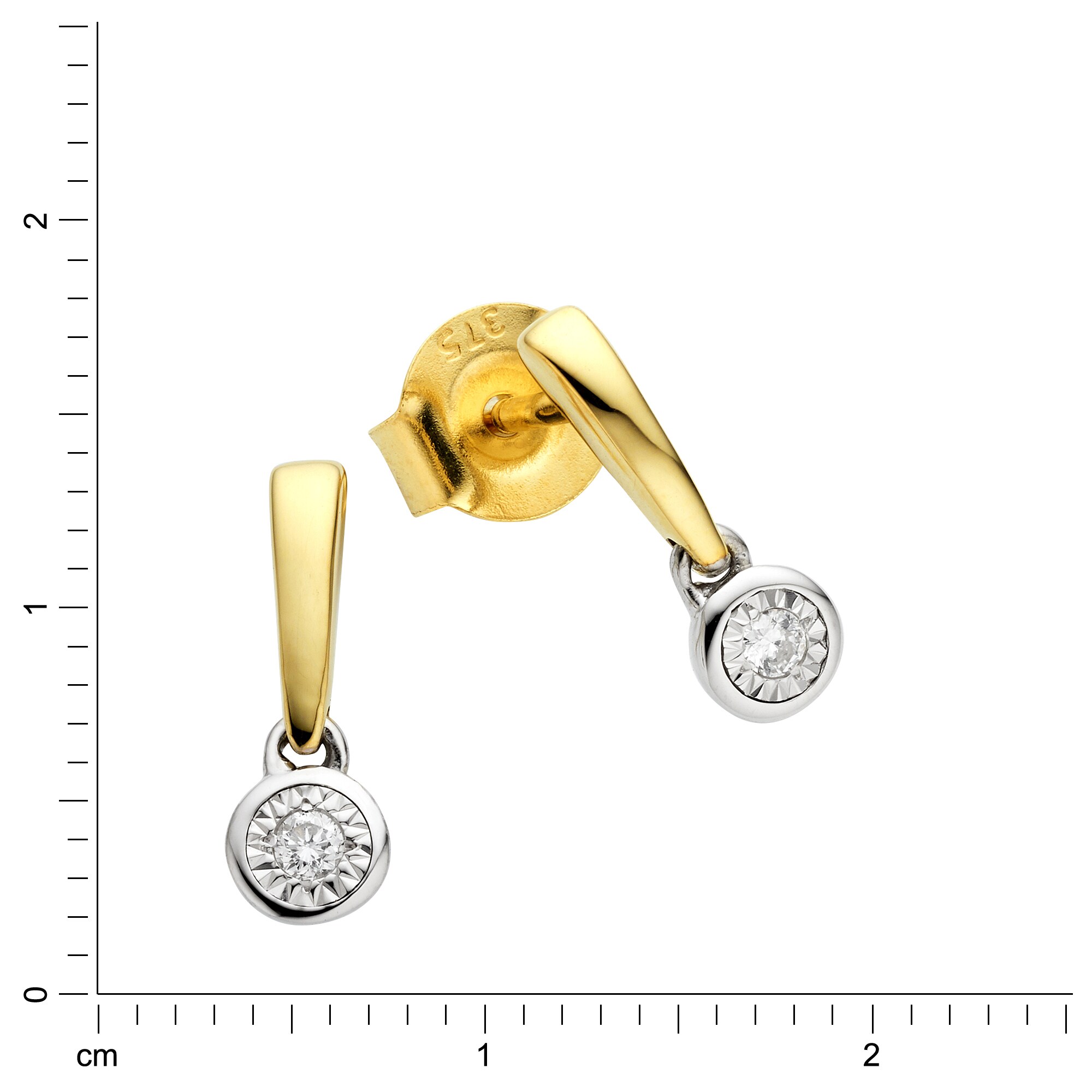 Diamonds by Ellen K. Ohrstecker 375 Gold zweifarbig 2x Brillant 0,03ct.