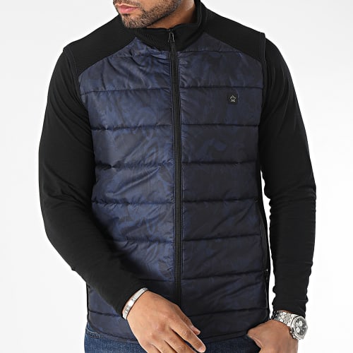 Doudoune Sans Manches Bleu Marine Floral