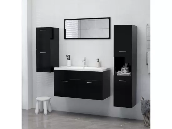 Armoire de salle de bain Noir 30x30x130 cm Bois d’ingénierie