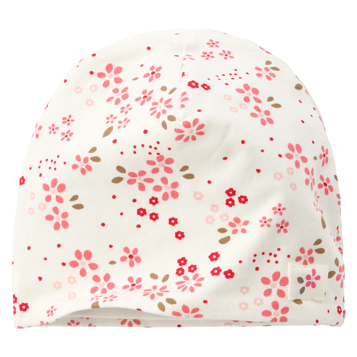 Topomini Newborn Mütze mit Blumen-Muster weiss