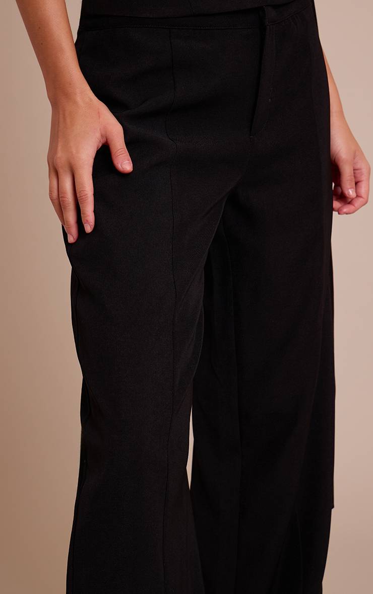 Noir Pantalon Tailleur Tissé Avec Détails De Coutures